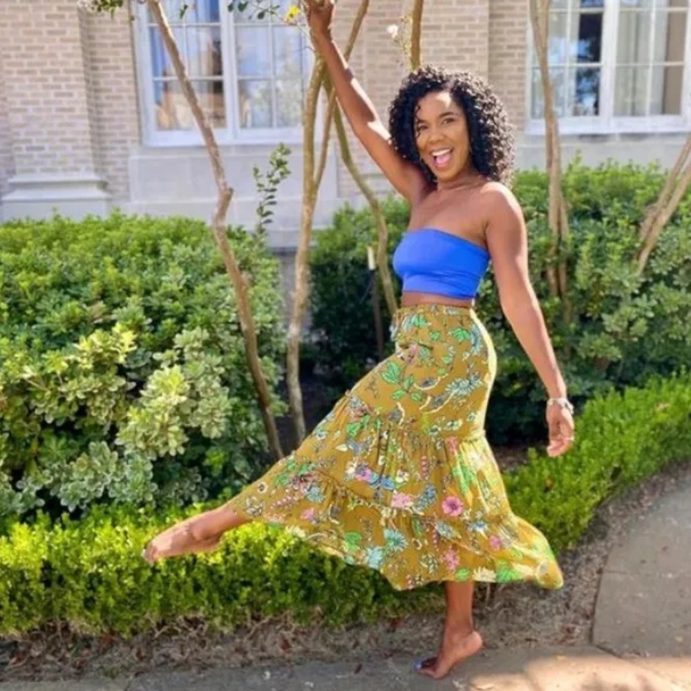 Aerie garden party floral midi skirt